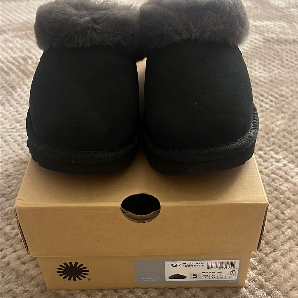 UGG Kids Black Fur-Lined Shoes